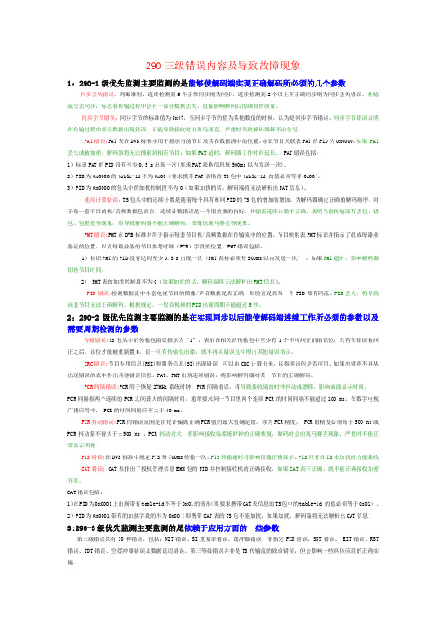 数字电视290监测信息及故障分析
