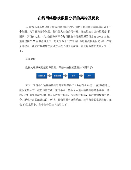 在线网络游戏数据分析的架构及优化