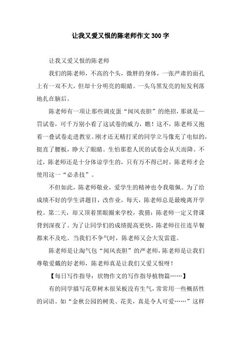 让我又爱又恨的陈老师作文300字
