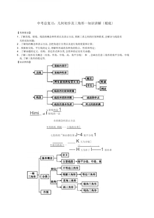 初中数学中考总复习：几何初步及三角形--知识讲解(基础)