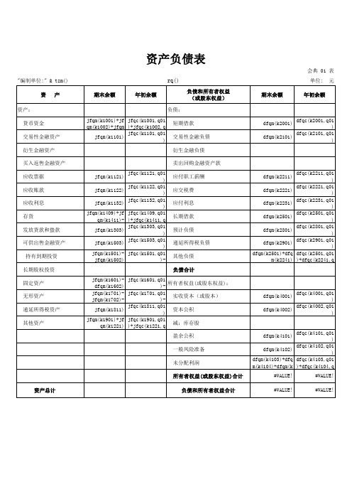 典当企业--财务报表模板
