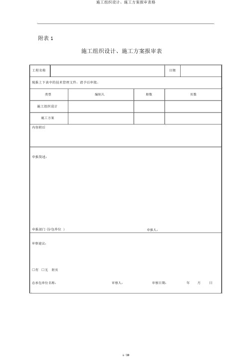 施工组织设计、施工方案报审表格