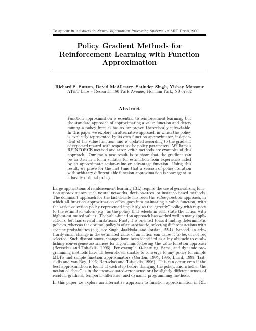 Policy gradient methods for reinforcement learning with function approximation