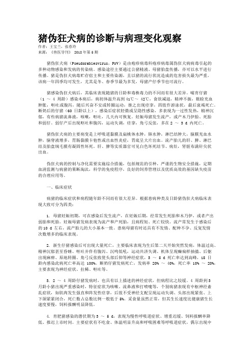 猪伪狂犬病的诊断与病理变化观察
