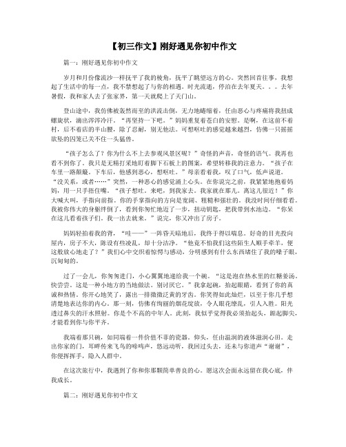 【初三作文】刚好遇见你初中作文