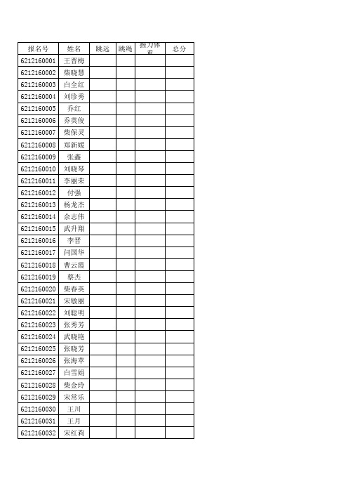 体育比赛成绩表格