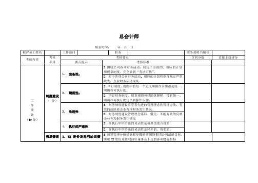 总会计师绩效考核KPI指标