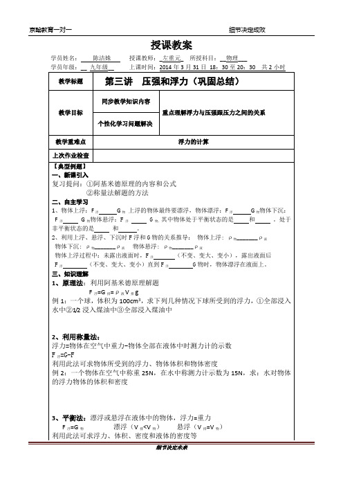 第三讲  压强和浮力(3)