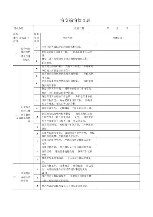 治安综治检查表
