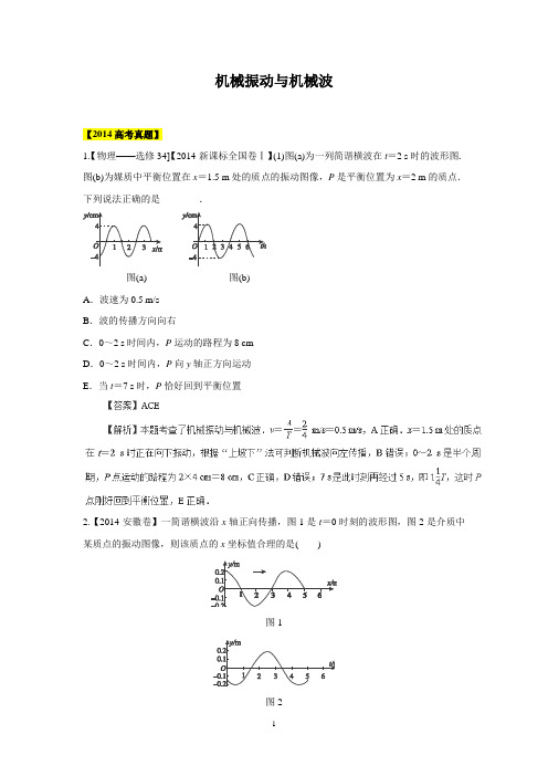 近6年高考物理真题 《机械振动及机械波》Word版含解析