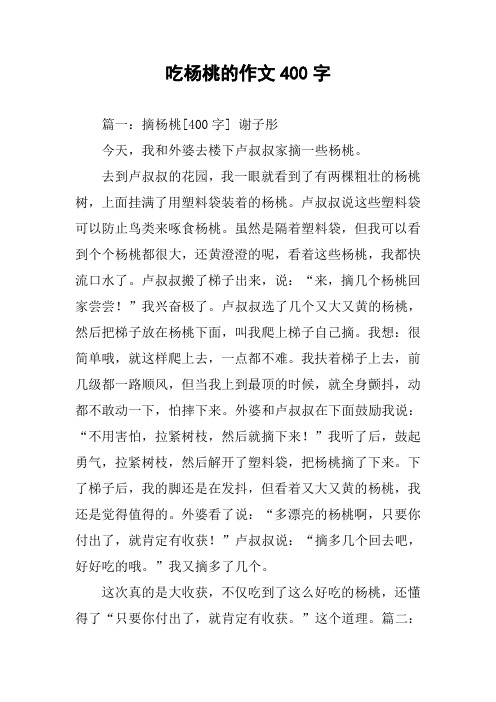 吃杨桃的作文400字