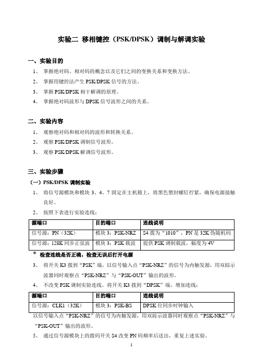 实验二移相键控