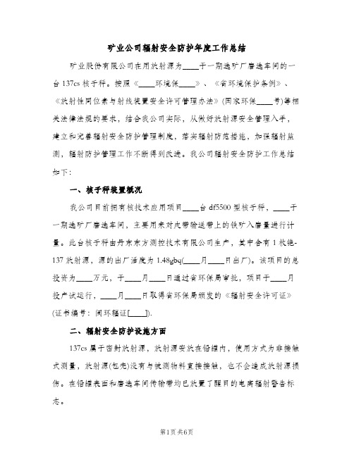 矿业公司辐射安全防护年度工作总结（2篇）