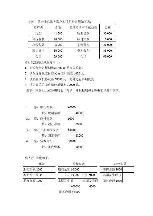 编制试算平衡表