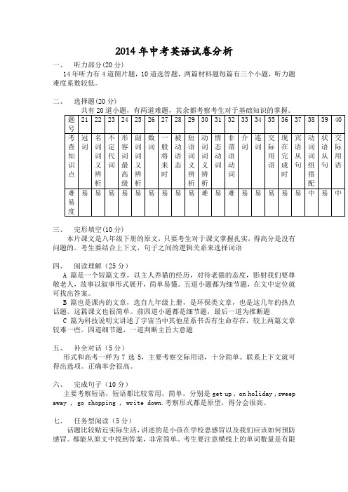 14年中考英语试卷分析1