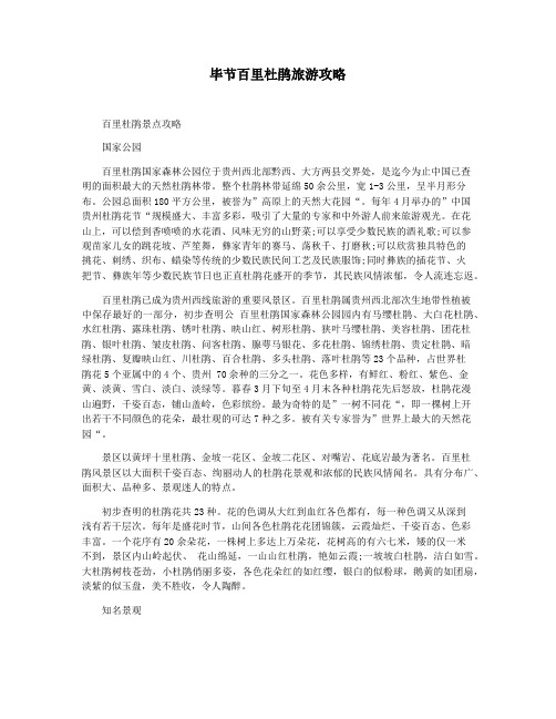 毕节百里杜鹃旅游攻略