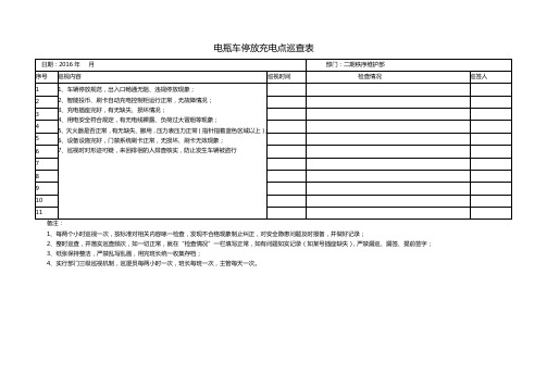 电瓶车停放充电点巡查表