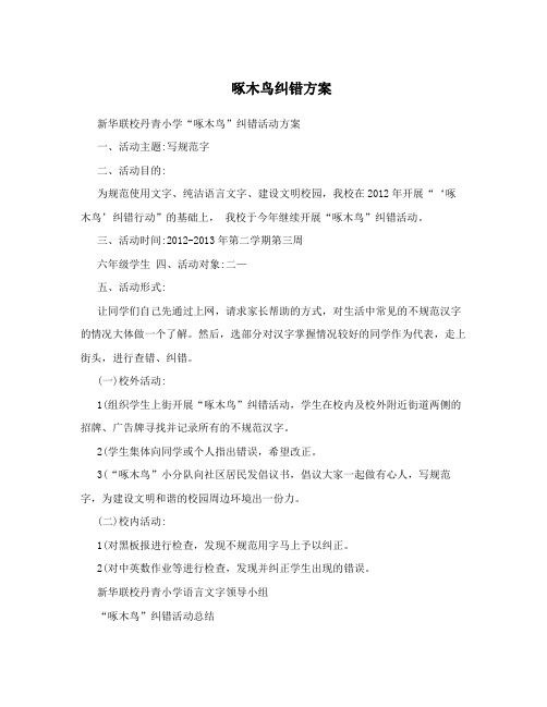 啄木鸟纠错方案