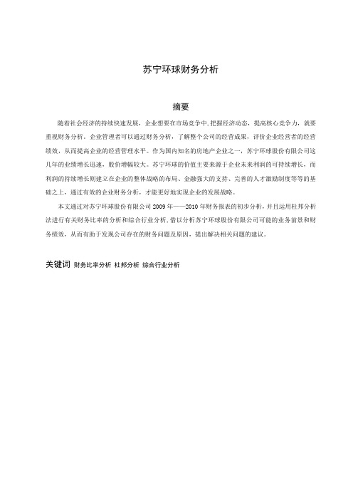 苏宁环球财务分析.