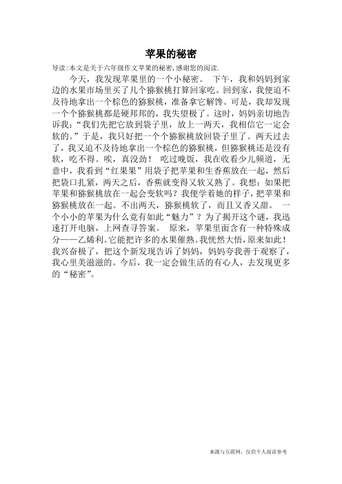 苹果的秘密_六年级作文