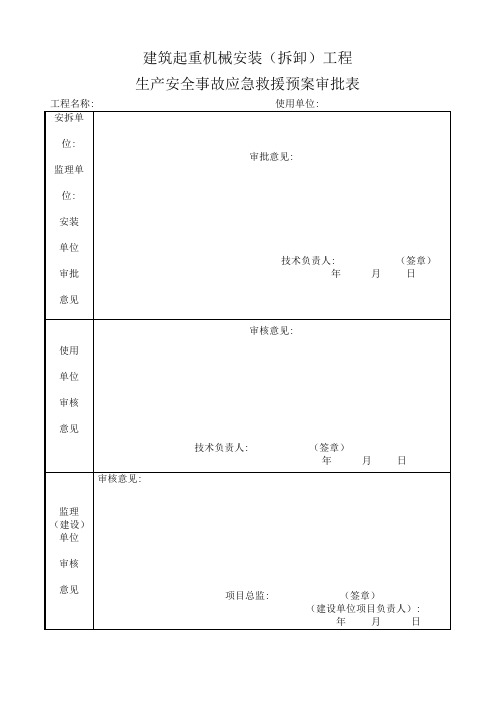 建筑起重机械安装拆卸生产安全事故应急救援预案