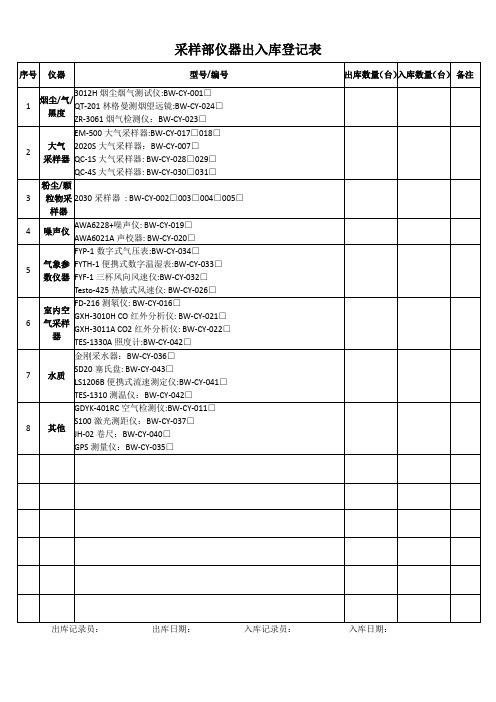 1采样部仪器出入库登记表