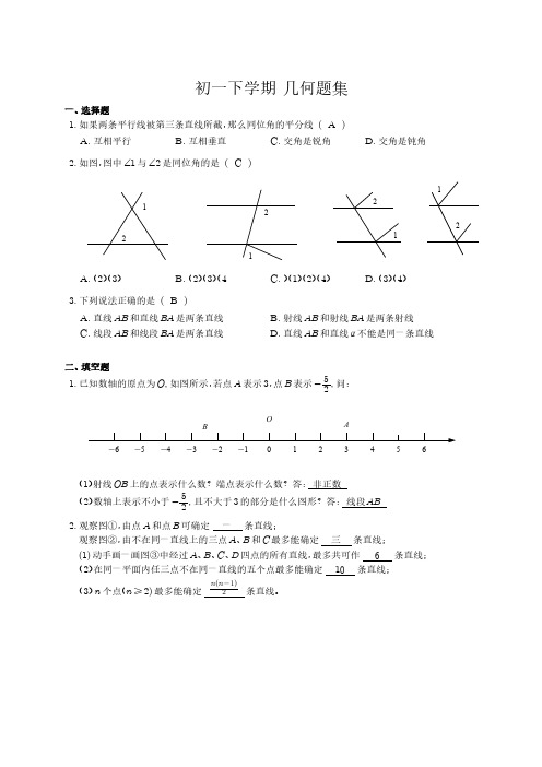 几何大概率错题整理(初一下学期)(答案)