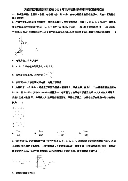 湖南省邵阳市达标名校2018年高考四月适应性考试物理试题含解析