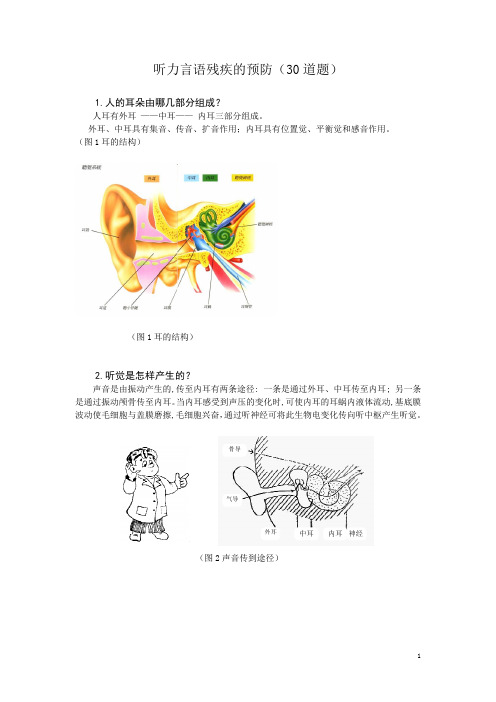 听力言语残疾的预防(30道题)