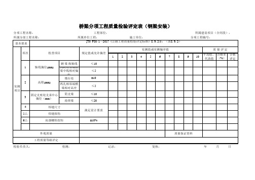 桥梁分项工程质量检验评定表(钢梁安装)