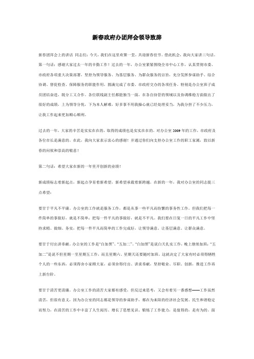 新春政府办团拜会领导致辞