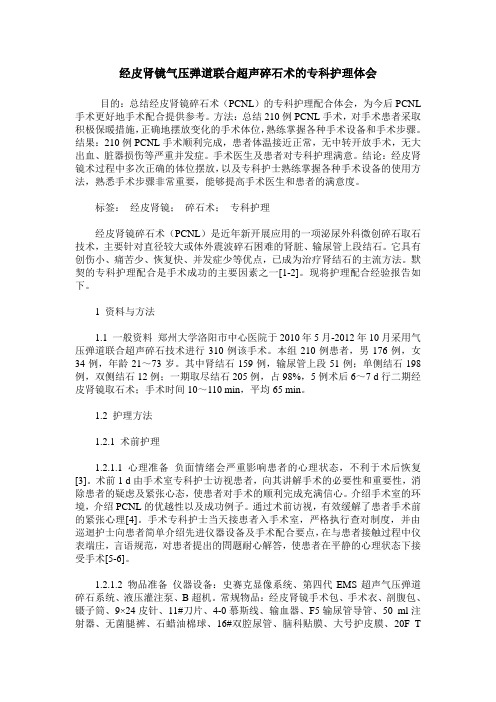 经皮肾镜气压弹道联合超声碎石术的专科护理体会
