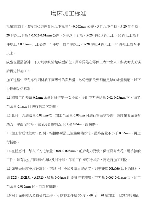磨床加工标准