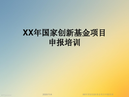 XX年国家创新基金项目申报培训