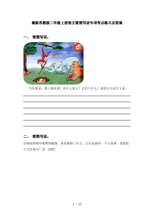最新苏教版二年级上册语文看图写话专项考点练习及答案