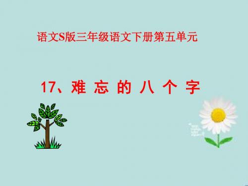 S版语文小学三年级下册《难忘的八个字PPT课件》公开课教学课件