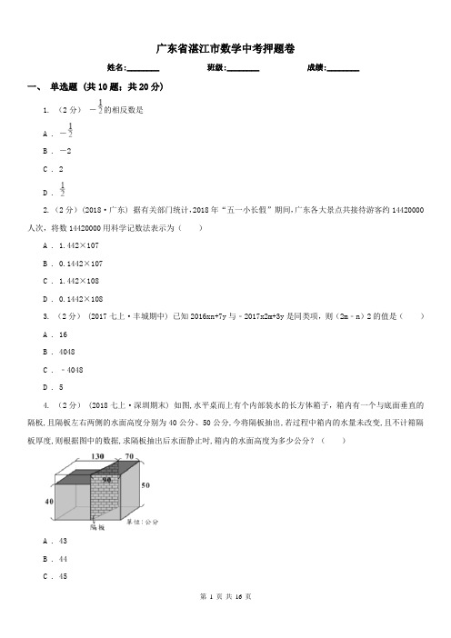 广东省湛江市数学中考押题卷