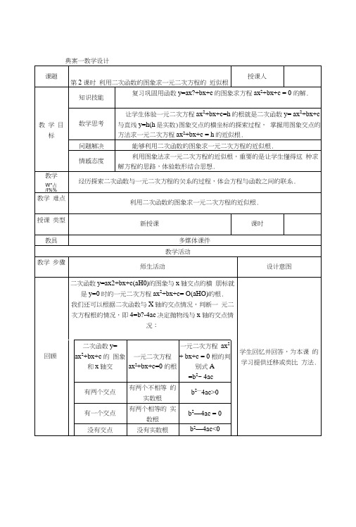 25第2课时利用二次函数的图象求一元二次方程的近似根授课典案.docx