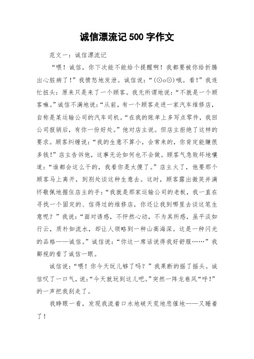 诚信漂流记500字作文_作文