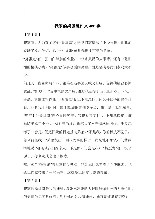我家的捣蛋鬼作文400字