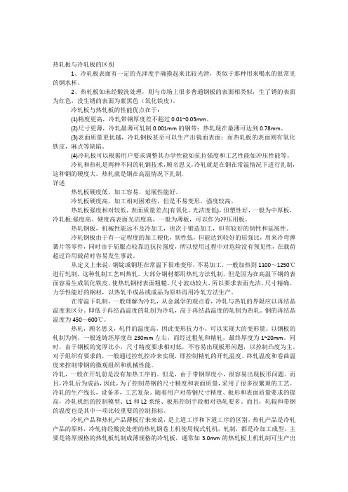 热轧板与冷轧板的区别