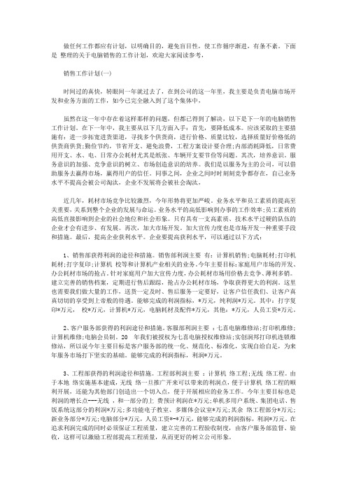 2020年电脑行业销售人员的工作计划5篇【精选】