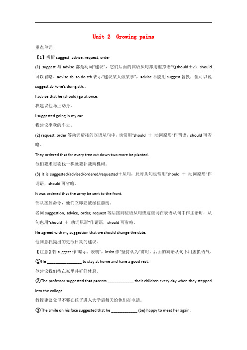 《夺冠之路》江苏省2012高考英语一轮复习 Module1 Unit 2 Growing pains精品学案 牛津译林版