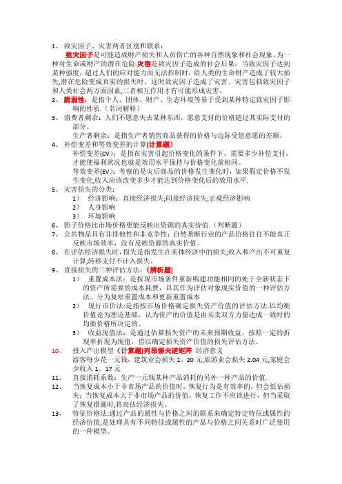 灾害经济学复习资料