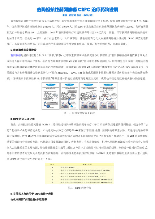 去势抵抗性前列腺癌CRPC治疗药物进展