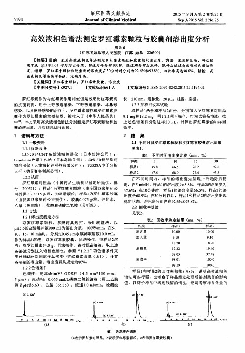 高效液相色谱法测定罗红霉素颗粒与胶囊剂溶出度分析