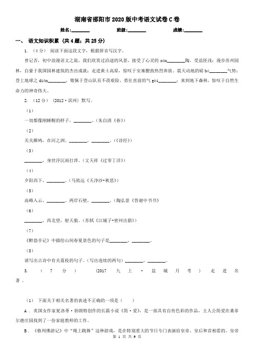 湖南省邵阳市2020版中考语文试卷C卷
