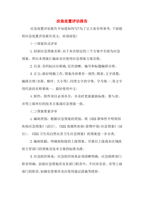 2020年应急处置评估报告