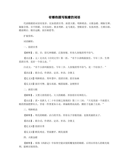 有哪些描写眼睛的词语