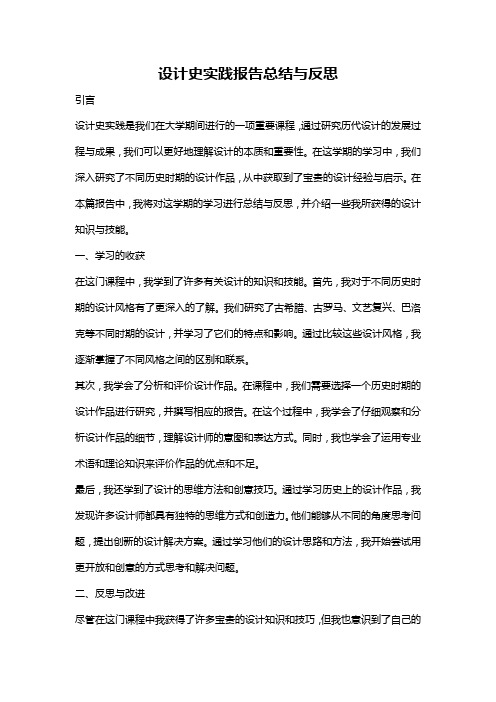 设计史实践报告总结与反思